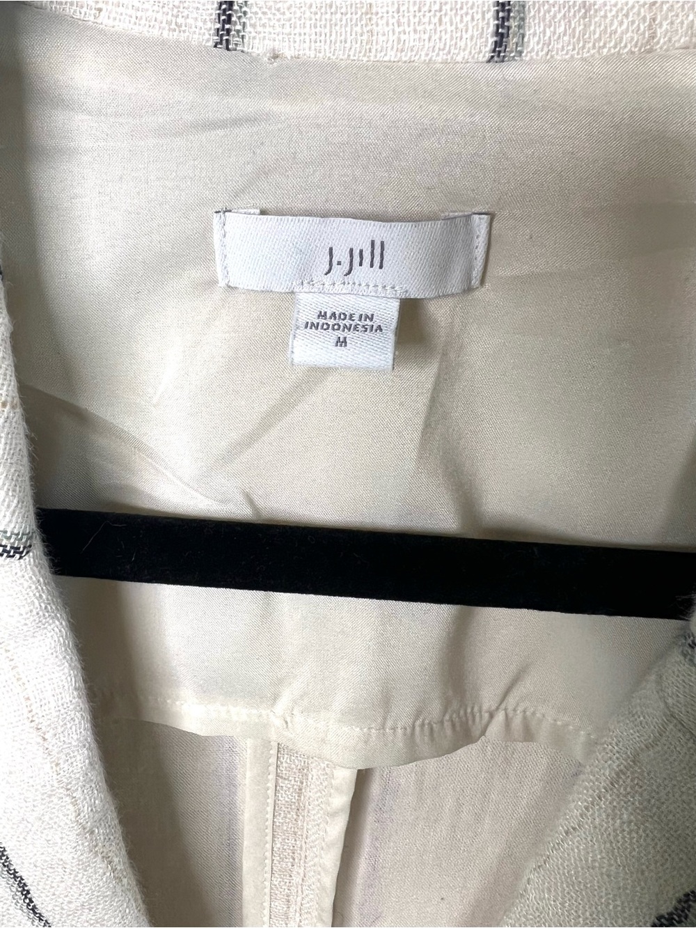 J.Jill Linen Blend Striped Cream Blazer Jacket Oversized SZ M EUC - Picture 3 of 8